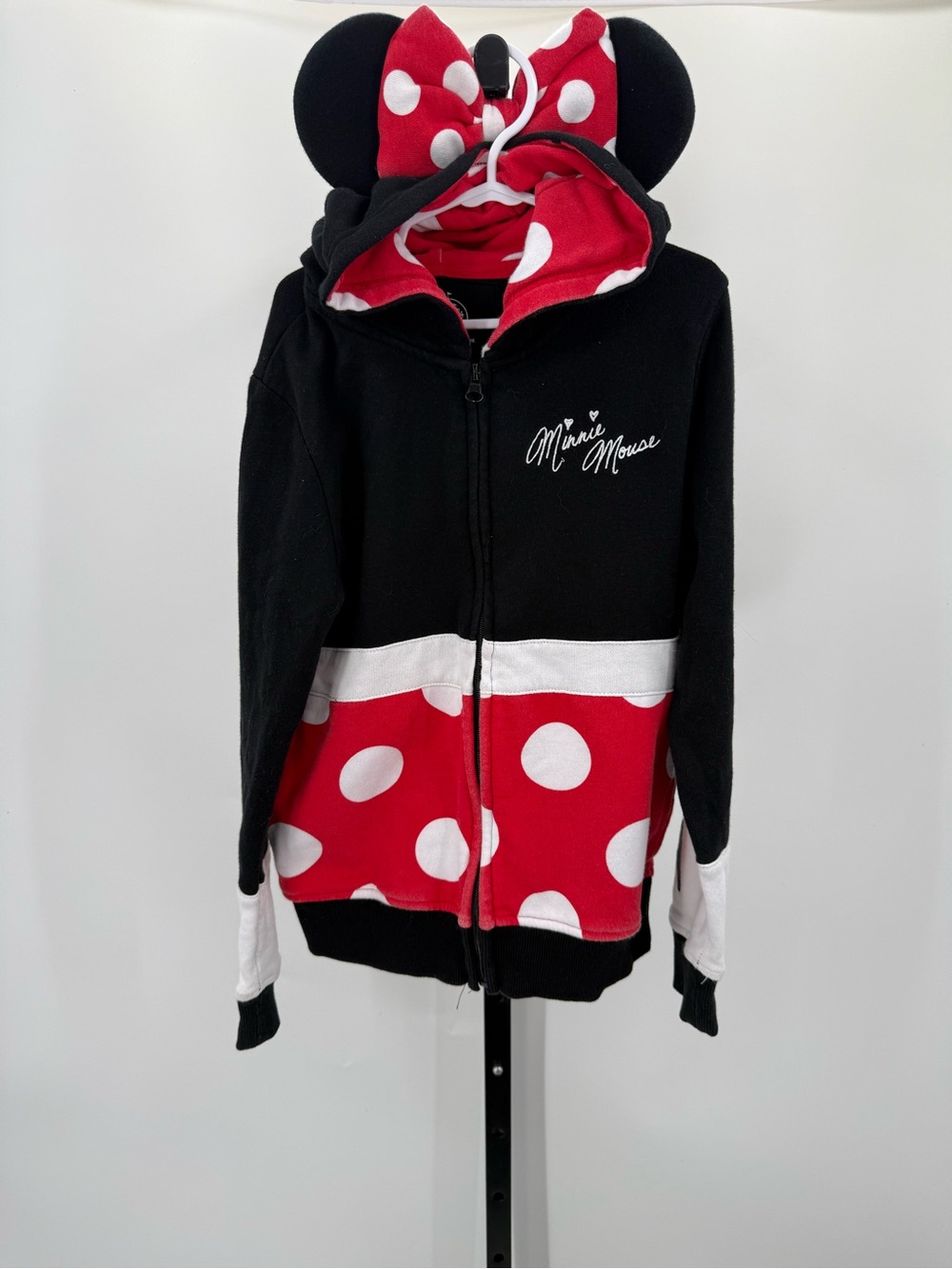 Disney Parks Minnie Mouse Zip Hoodie Black & Red Girls 10/12